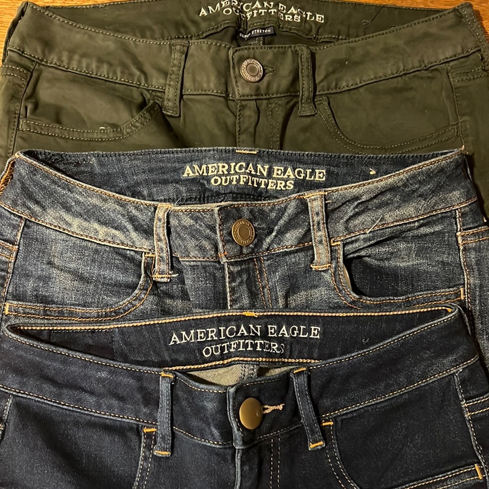 Bundle of 3 pairs of American Eagle outfitters jeans. All size 8